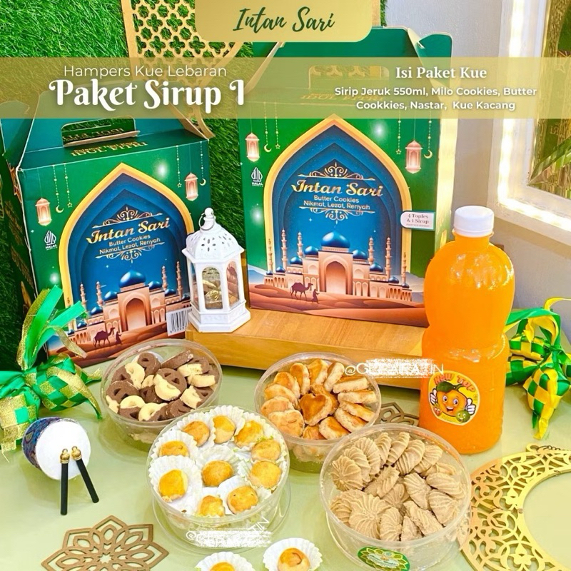 

HAMPERS KUE LEBARAN/IDUL FITRI - PAKET 4 TOPLES + SIRUP 1 HARUM WANGI