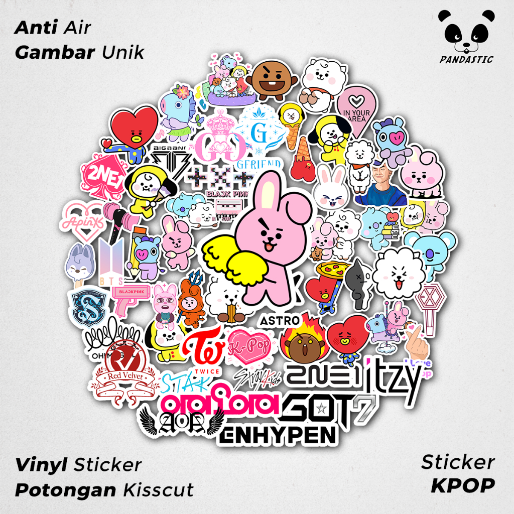 

Stiker Tempel Kpop BT21 Paper Vinyl Dekorasi Laptop Koper Tumbler Kulkas DIY