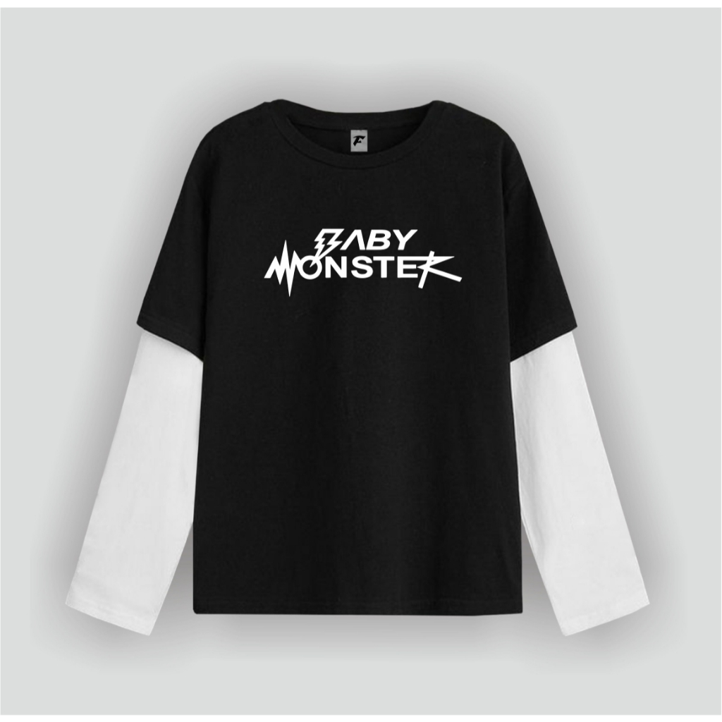 Flooks clothing Tshirt Double layer Babymonster Tulisan long sleeve  kaos pria wanita