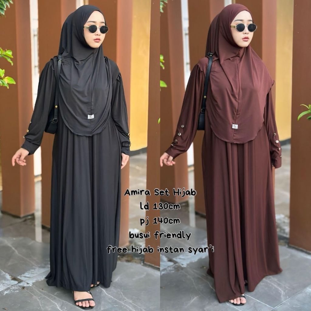 GAMIS AMIRA SET HIJAB SYAR'I JERSEY BUSUI FRIENDLY ALL SIZE BERKUALITAS