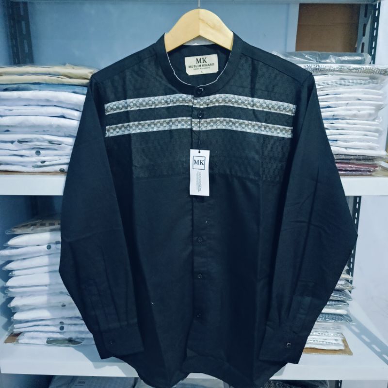 Best Seller Kemko MK Baju Koko Pria Dewasa Lengan Panjang Kemeja Santri Slim Fit