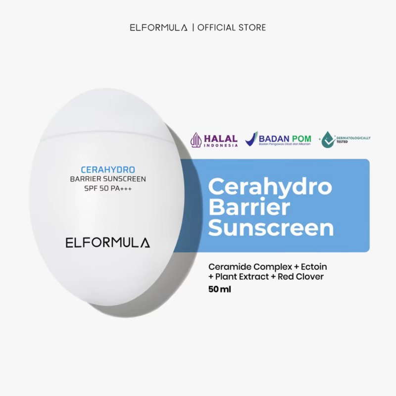 ELFORMULA CeraHydro Barrier Repair Sunscreen SPF 50 +++ Facial Sunblock Sunscren Tabir Surya untuk P