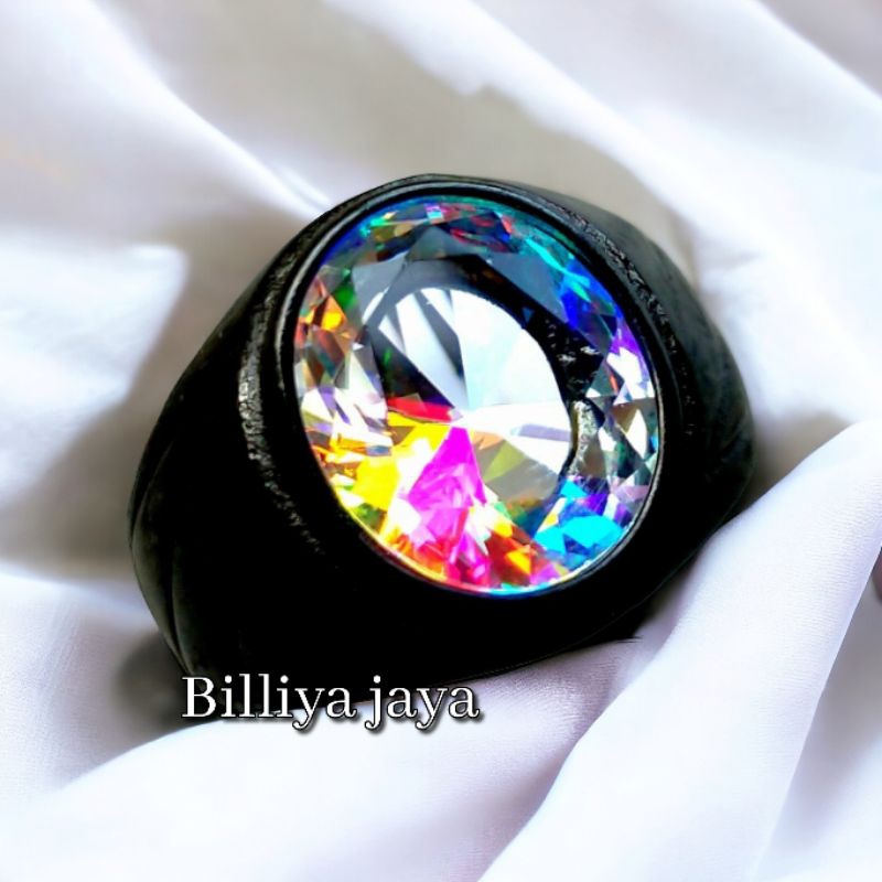 CINCIN BATU KALIMAYA INDIA PELANGI RING TITANIUM HITAM