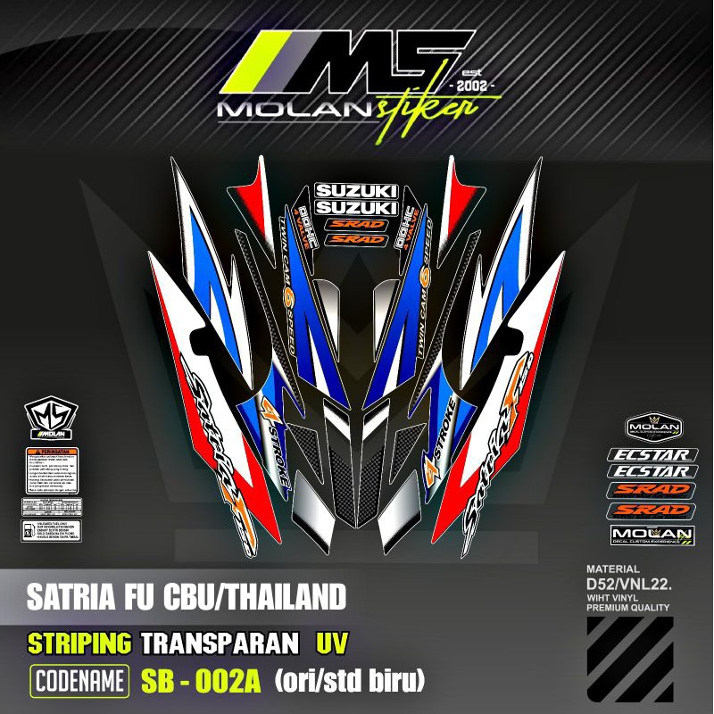 Decal Sticker Striping Variasi Transparan Uv Satria Fu Cbu Thailand 2005/2006 Suzuki Satria Fu 150 T