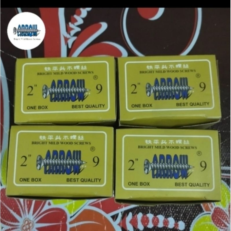 (100pcs) sekrup kayu 2"x9 Brand ARROW