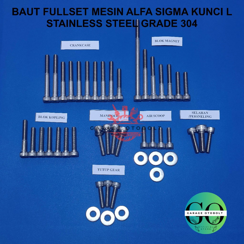 BAUT SET MESIN YAMAHA ALFA SIGMA KUNCI L STAINLESS STEEL 304