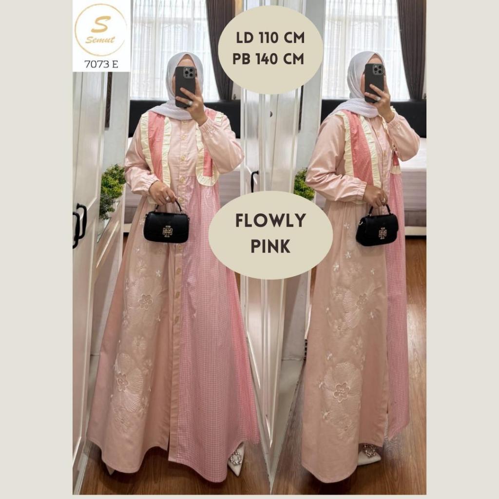 DRESS FLOWLY MOTIF BORDIR BUNGA BESAR PREMIUM