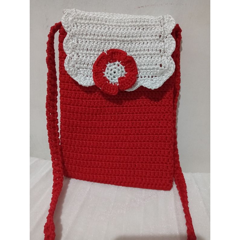 TAS RAJUT ANAK MOTIF BUNGA MAWAR