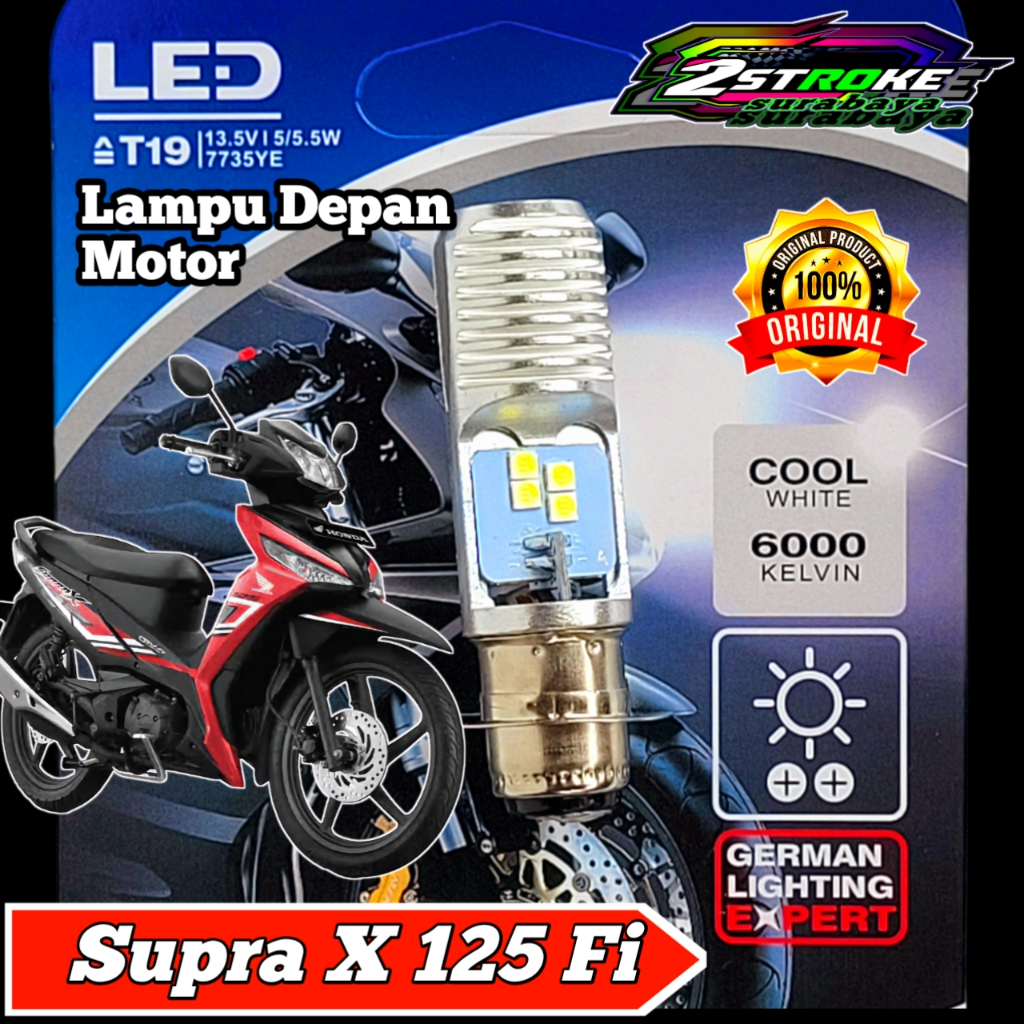 Lampu Depan Motor Honda Supra X 125 Fi LED Putih Ac/Dc 12Volt Pengganti Dop/Bohlam Standart WrT19