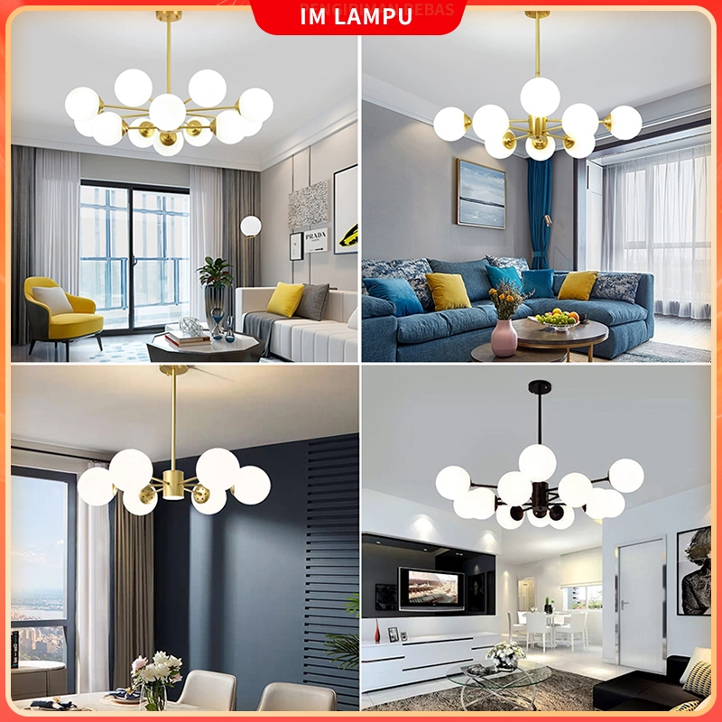 (6/8/12 kepala) lampu gantung Ruang tamu emas besar ruang makan/kamar tidur lampu utama estetika