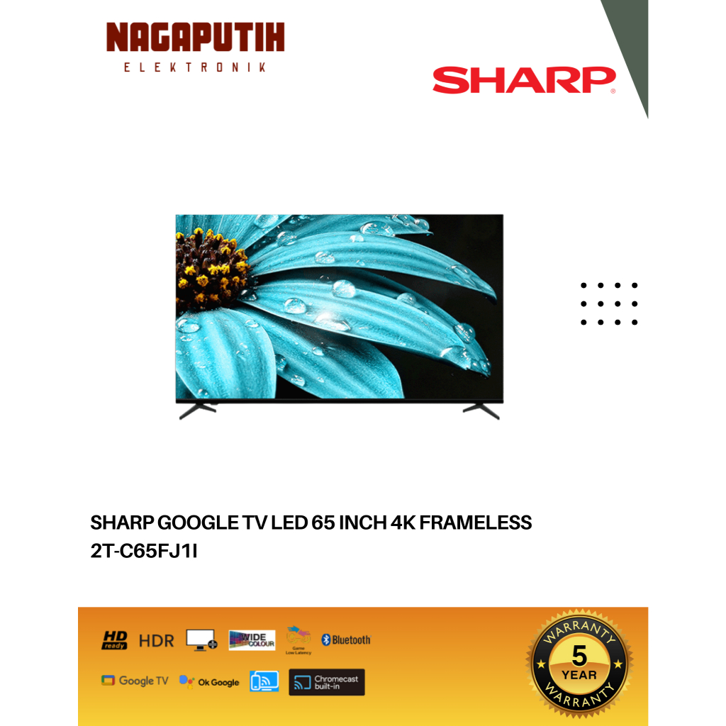 SHARP Google TV LED 65 Inch 2T-C65FJ1I 4k Frameless