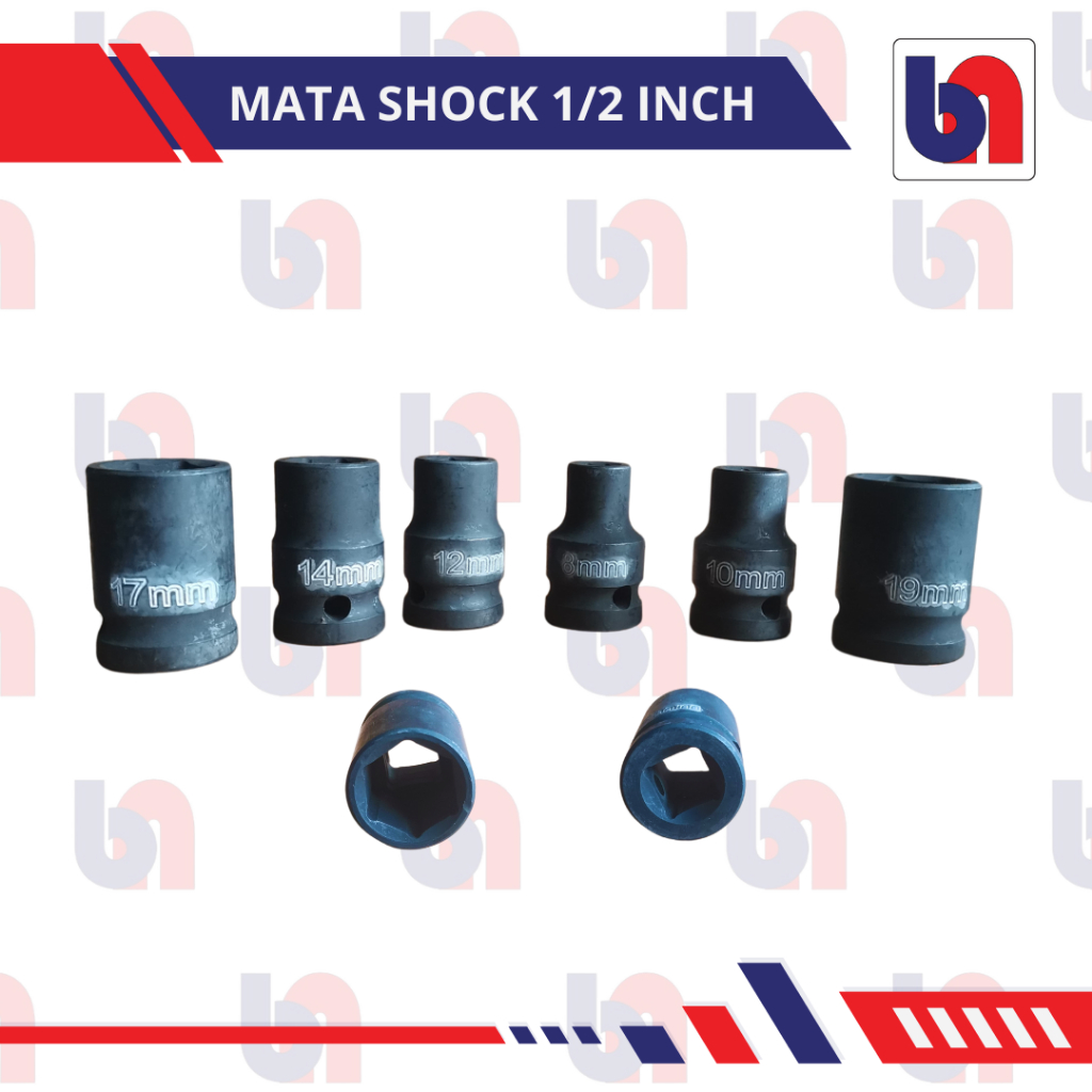 BN Mata Kunci 1/2 8mm 10mm 12mm 14mm 17mm 19mm Drive Shock Impact Socket Pendek Panjang Sock Set Cr 