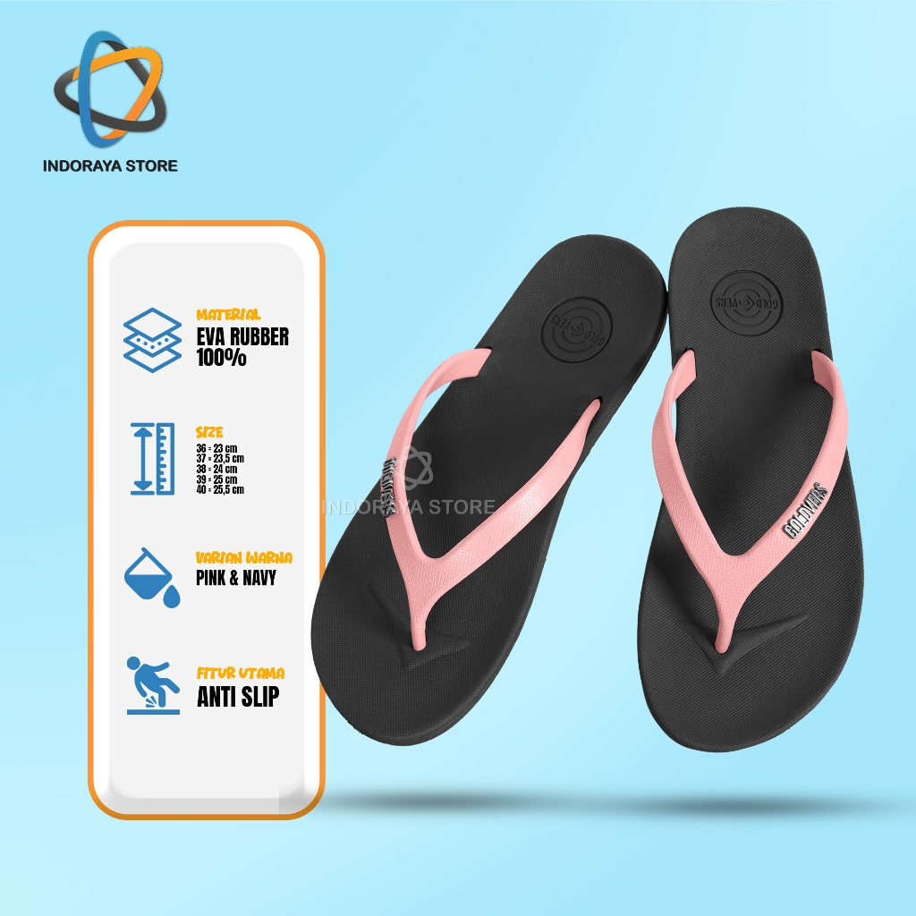 INDORAYA STORE - Sandal Jepit Karet Wanita Dewasa Sendal Jepit Wanita Flipflop Flexy GOLDVERS Sendal