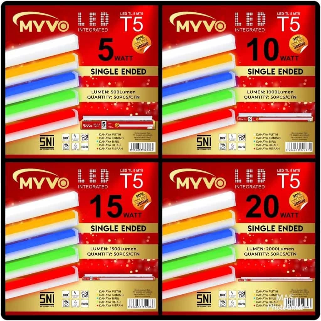 Myvo Lampu Led T5 LED 5W / 10W / 15W Cahaya Putih dan Kuning