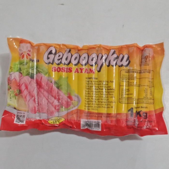 

Geboooy Sosis Ayam Merah 1 kg/ 30 pcs