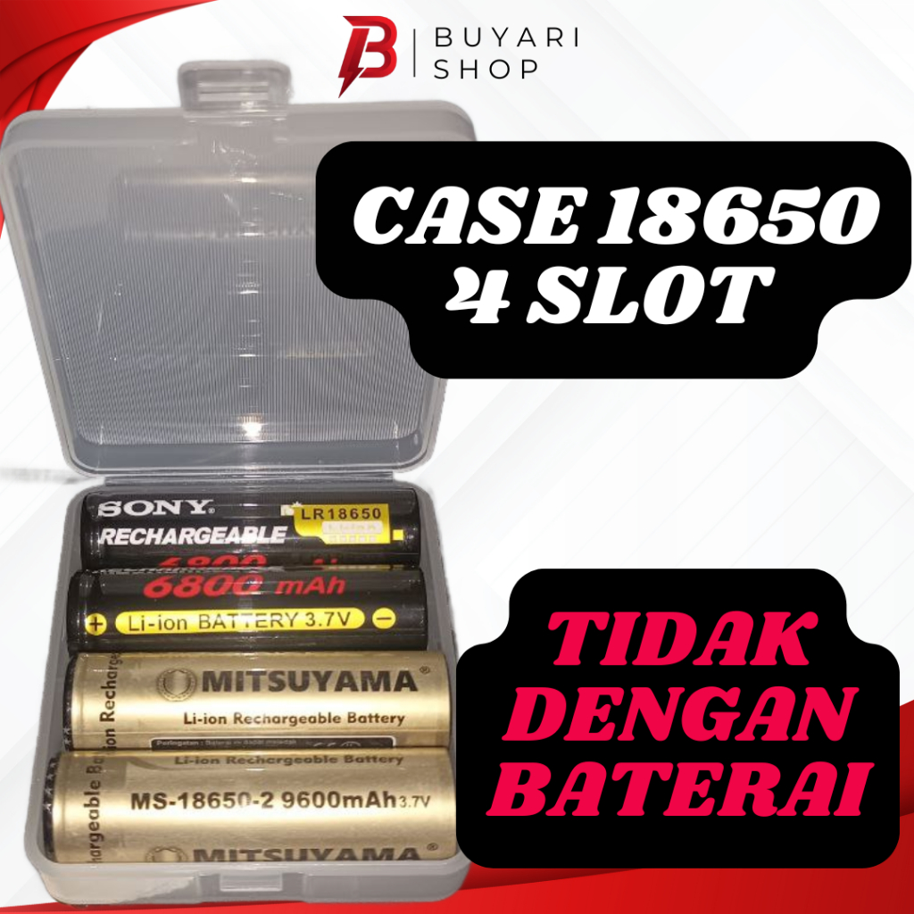 Case Baterai 18650 3.7V 4.2V Box Batre Senter SWAT Casing Batre Vape 18650 4 Slot Wadah Batre 18650