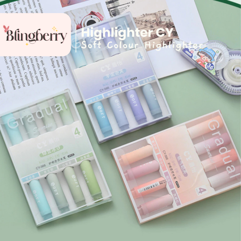 

[BISA ECER] Blingberry - Gradual Soft Colour Highlighter Set 4 Pcs