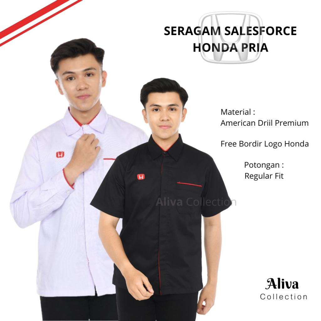 Seragam | Kemeja Honda Lengan Panjang |Kemeja Putih Honda | Kemeja Honda Pria/Baju Sales Honda Mobil