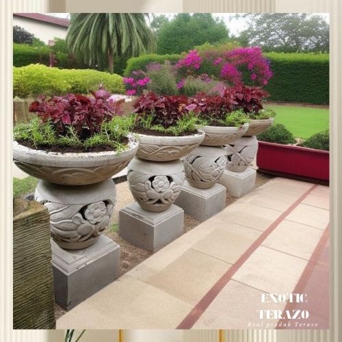 Pot Teratai Teraso Ukir | Pot Tanaman Hias