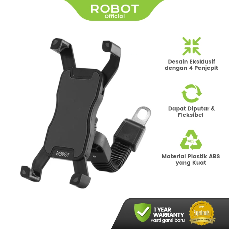 ROBOT RT-MH02 Phone Stand Car Holder Motor Holder - Garansi Resmi 1 Tahun