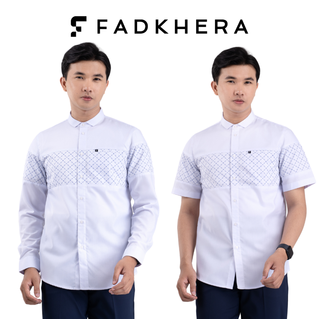 FADKHERA AHNAF | Fadkhera Official Store Baju Koko Kemeja Pria Dewasa Biru Lengan Panjang Depok