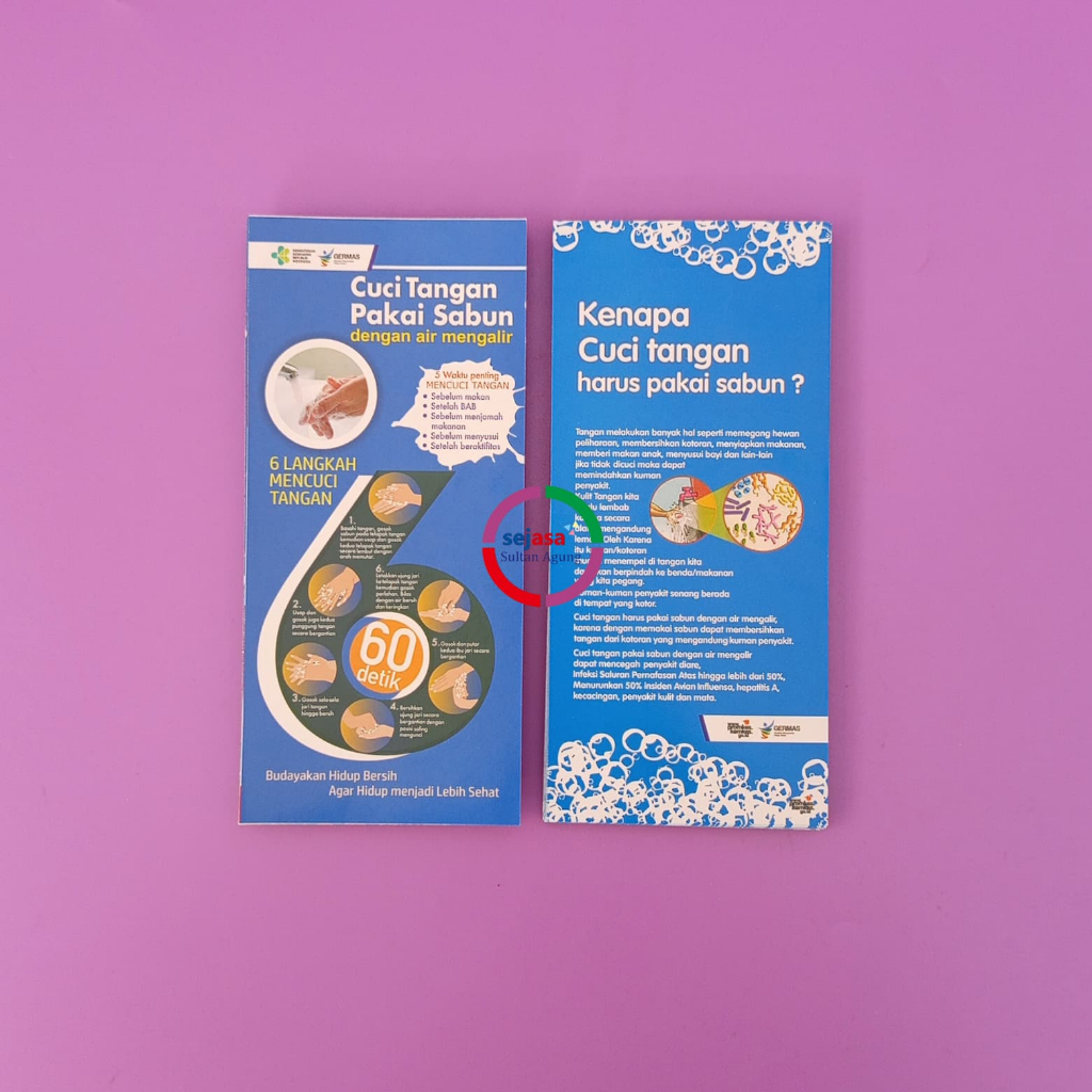 

Flyer Cara Cuci Tangan Pakai Sabun Dengan Air Mengalir | Flyer PHBS | Flyer CTPS | GERMAS