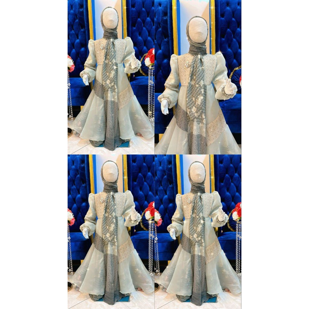 [ALTAIR KIDS] FEDORA Dress Anak Perempuan Premium Bahan Ceruty Babydoll Mix Organza