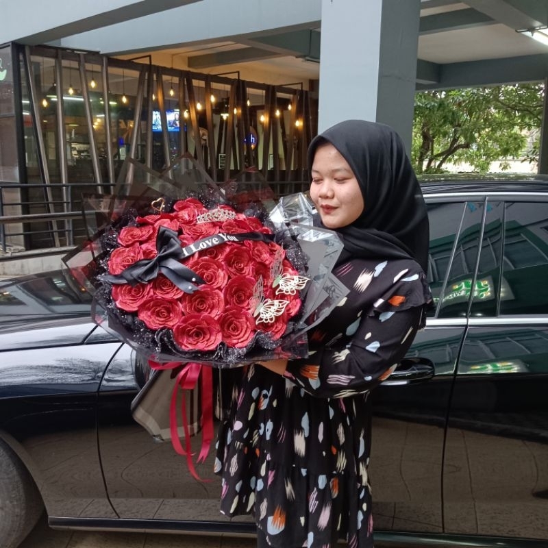 Buket bunga pita satin glitter 30 tangkai - Bouquet Jumbo - Buket Pita Satin Jumbo - Buket Pita Sati