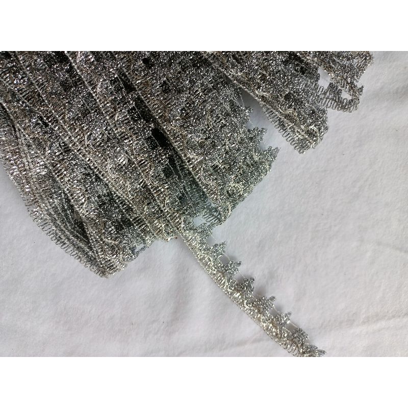 Renda Mahkota Silver 2 Cm/Renda India Perak 2 Cm Per Meter