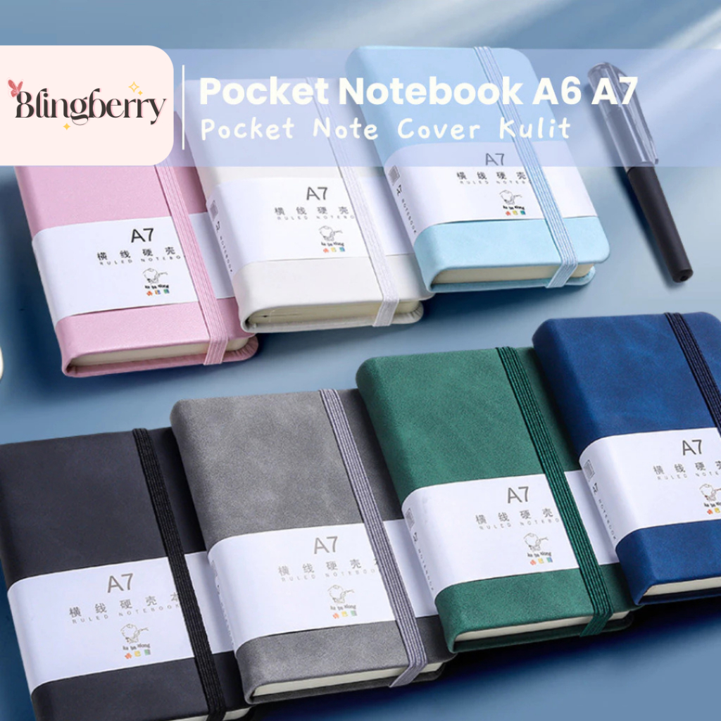 

Blingberry - Pocket Notebook A6 A7 Kulit Buku Diary Catatan Kecil Buku Cover Kulit Buku Tulis Mini Pocket Simple Memo Note