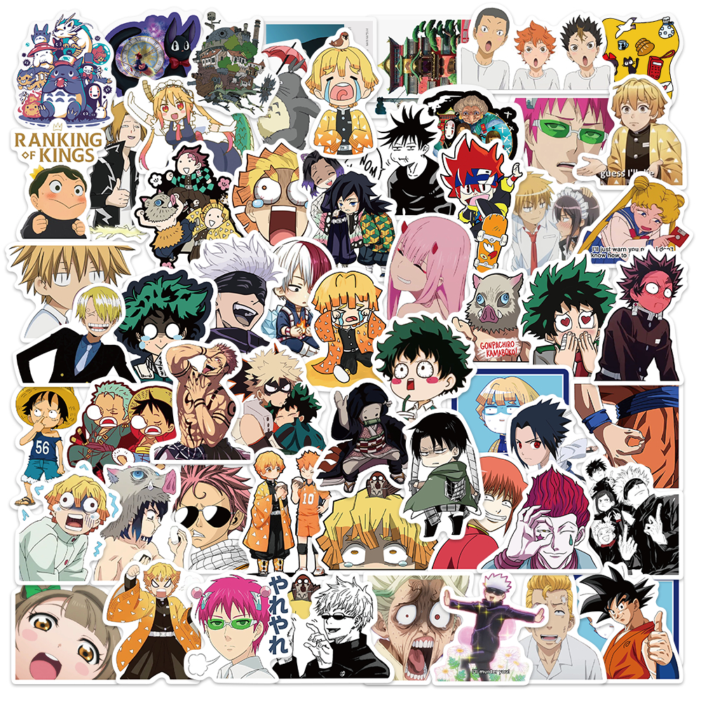 

50pcs Koleksi Anime tahan air stiker lengket cocok untuk laptop skateboard casing ponsel helm dan dekorasi stickers lainnya