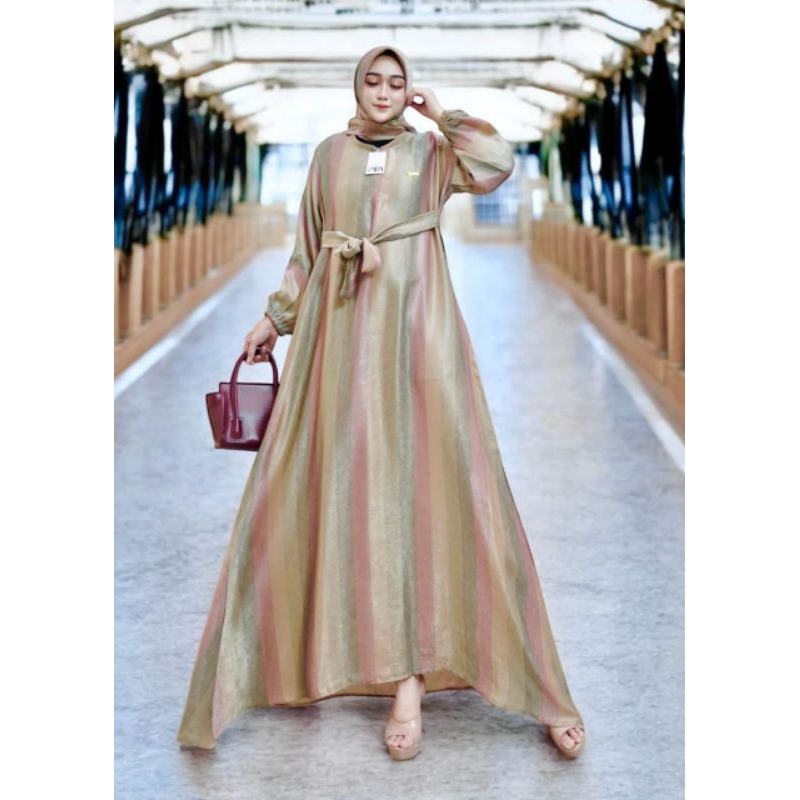 Gamis Cewek Pelangi Set Khimar - Gamis Santorini Digital Print – Elegan & Mewah