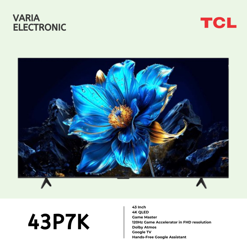 LED TV TCL 43 Inch 43P7K 4K HDR QLED Google TV