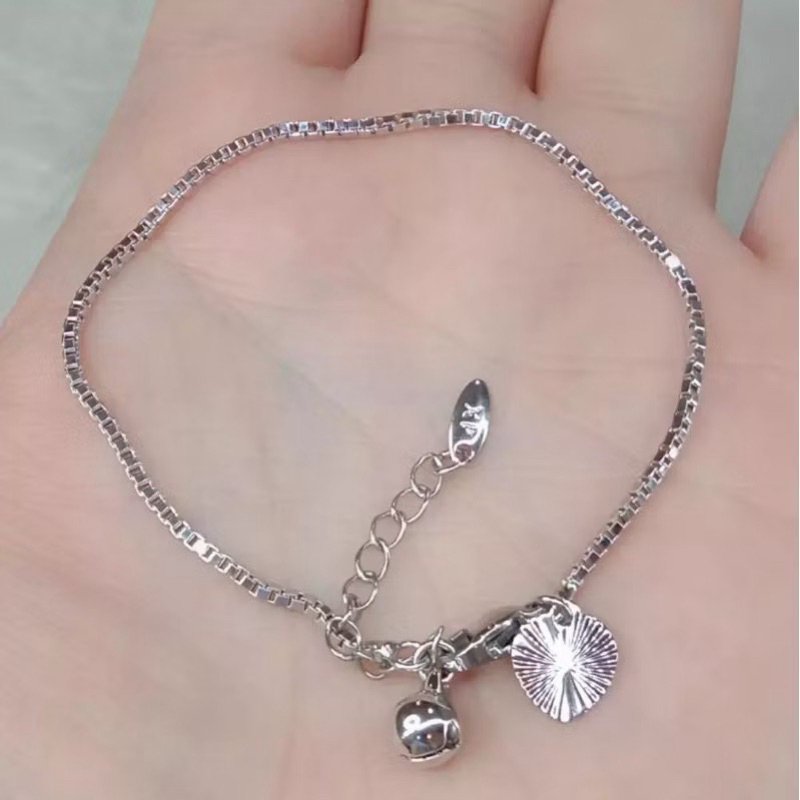 Gelang Tangan Itali Silver Titanium Berlapis Emas Putih Anti Luntur