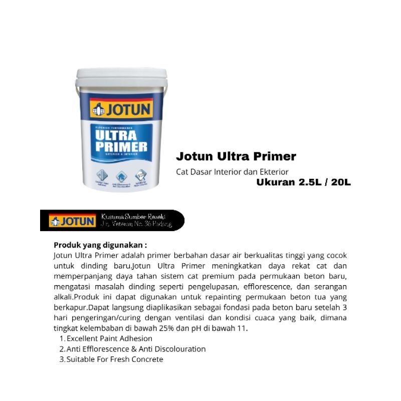 CAT DASAR/ALKALI JOTUN ULTRA PRIMER/JOTASHIELD PRIMER/MAJESTIC PRIMER/EASY PRIMER UKURAN 2.5L/3.5L