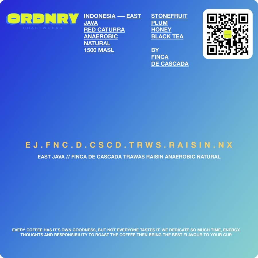 

Finca De Cascada Trawas Raisin • Natural • Jawa Timur • Biji Kopi Arabika • Filter 200Gr