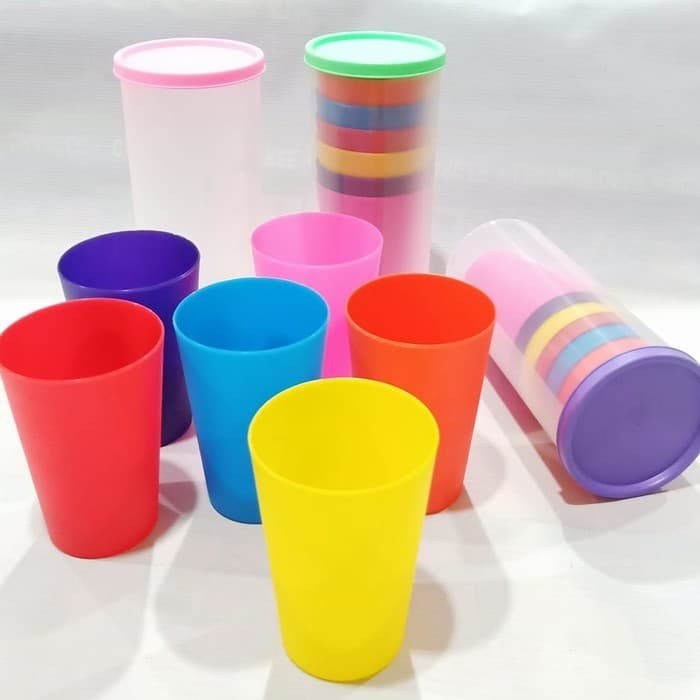 Gelas Pelangi Plastik SET 6 in 1 Gelas Minum Piknik Picnic Cup Set