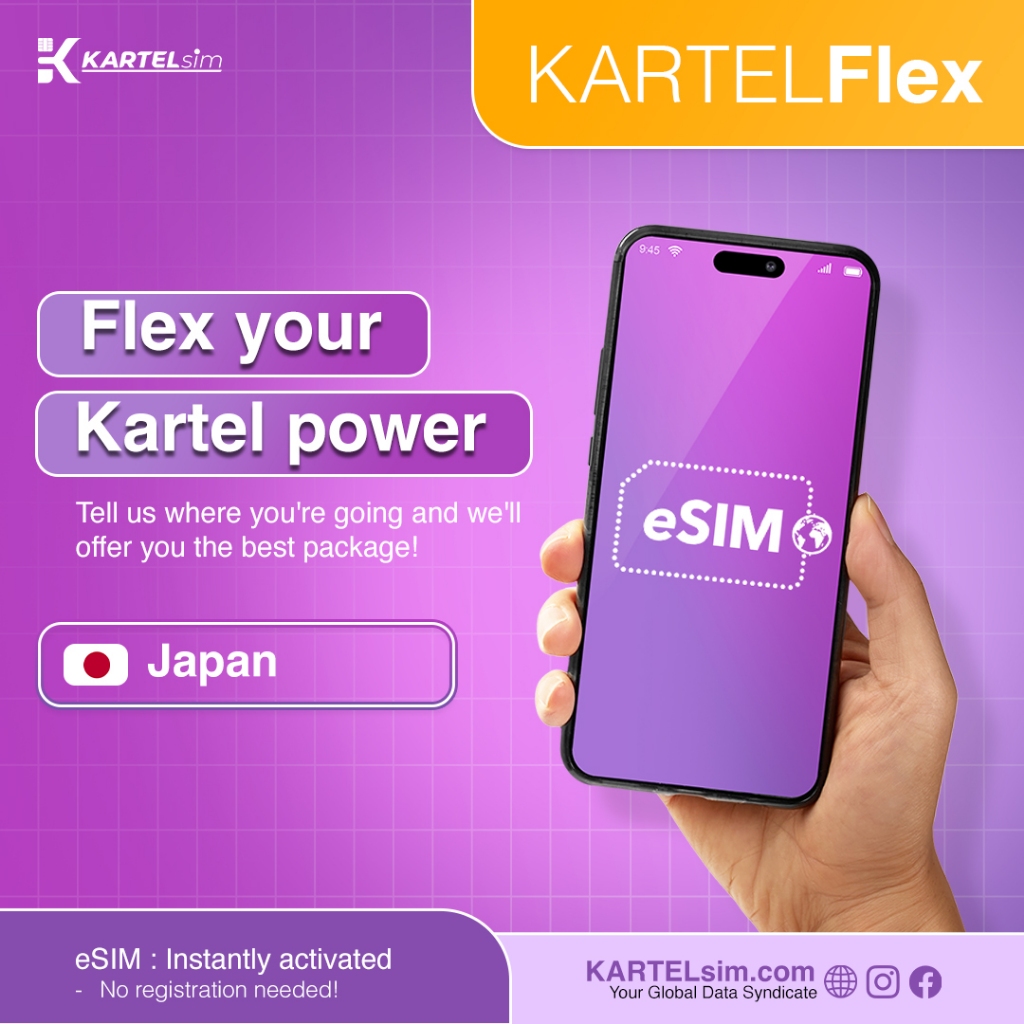 KARTELsim eSIM Japan | KartelFlex Unlimited Harian 1gb 1gb 4G 15-30 Hari Jepang