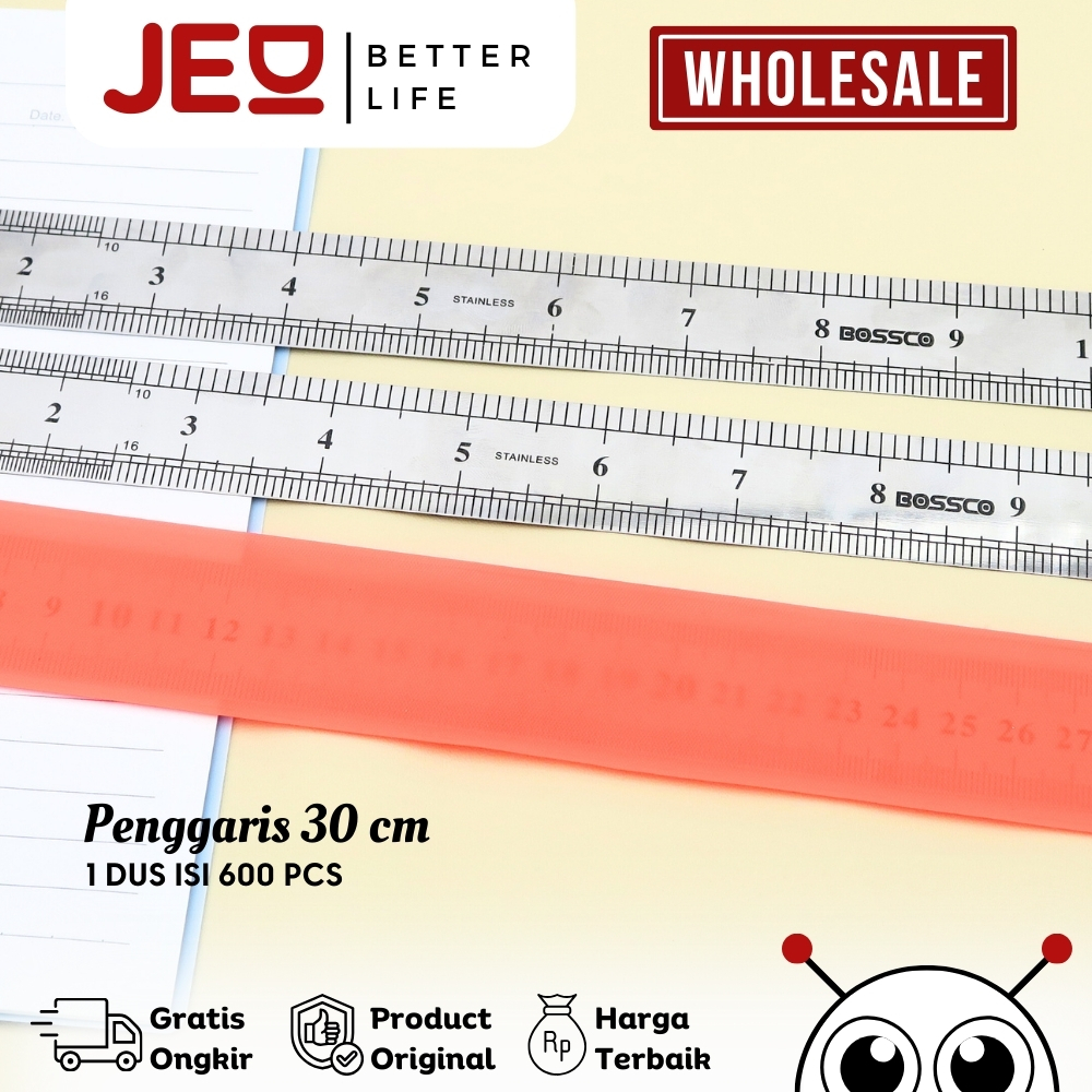 

Grosir!!! (1 DUS isi 600 PCS) Penggaris besi 30 cm, stainless steel ruler, penggaris besi