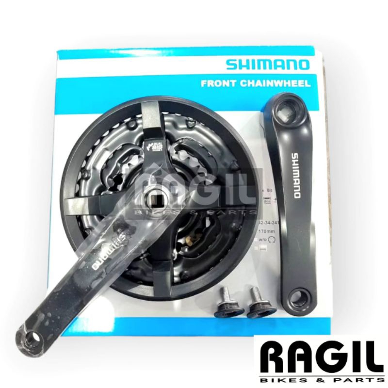 CRANK 3 SPEED SHIMANO TY501 TOURNEY 48T 42T CHAINWHEEL ALLOY HITAM SEPEDA MTB FEDERAL CRANKSET 170mm