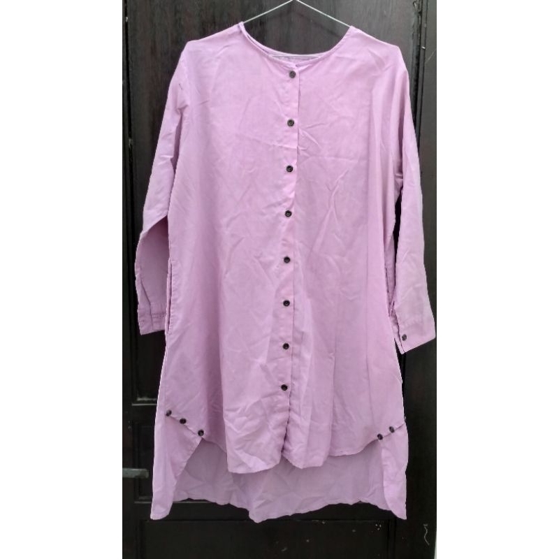 GAMIS TUNIK MIDI DRESS UNGU LILAC