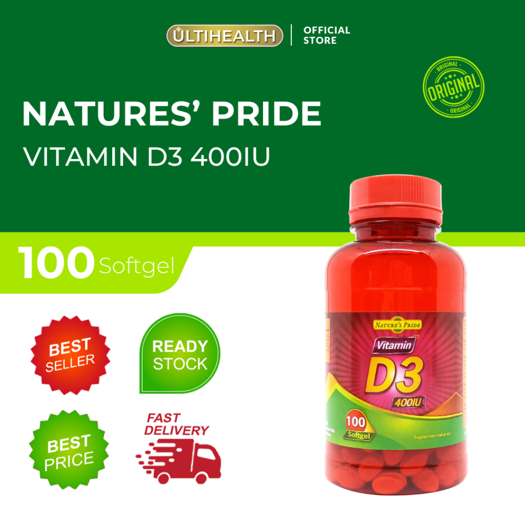 NATURE'S PRIDE VITAMIN D3 400 IU ISI 100 SOFTGEL - SUPLEMEN KESEHATAN