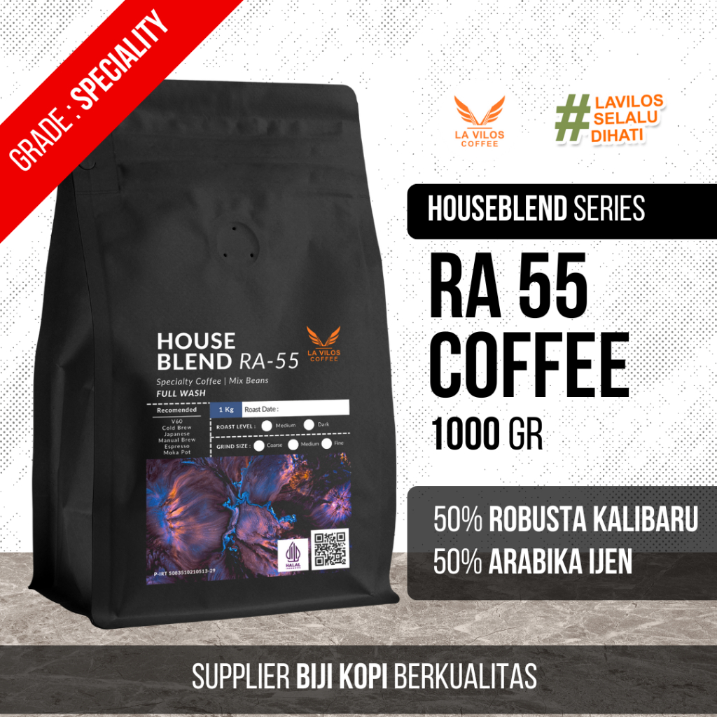 

LA VILOS - RA 55 Coffee House Blend Robusta & Arabika - 1kg