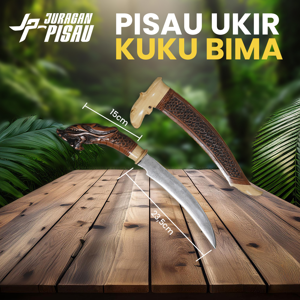 Juragan Pisau | Pisau Ukir Kuku Bima Gagang Naga | Pisau Sembelih Kebun