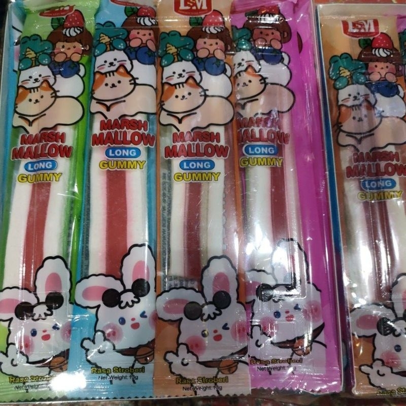 

Marshmallow Long Gummy rasa stroberi isi 30 pcs