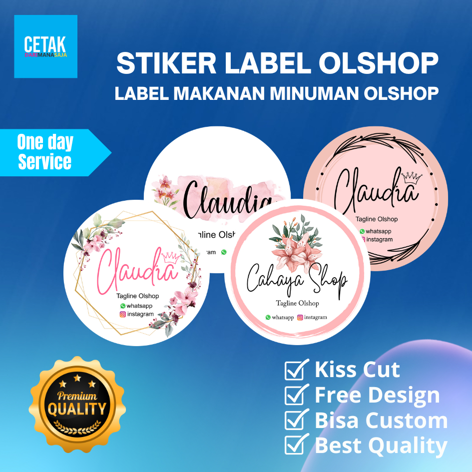 

Cetak Stiker Custom Transparan Vinyl Waterproof Anti Air Sticker Olshop Jualan Makanan Free Design