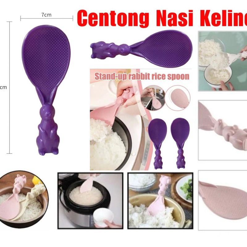 Centong Nasi Gagang Kelinci Sendok Nasi Rabbit Lucu Berdiri Anti Lengket Serbaguna
