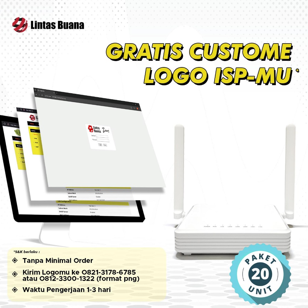 PAKET 20 UNIT ZIMMLINK XPON ONU ZL-2113X Support EPON & GPON ONT 1GE 3FE 2,4G Wifi ZL2113X ONU