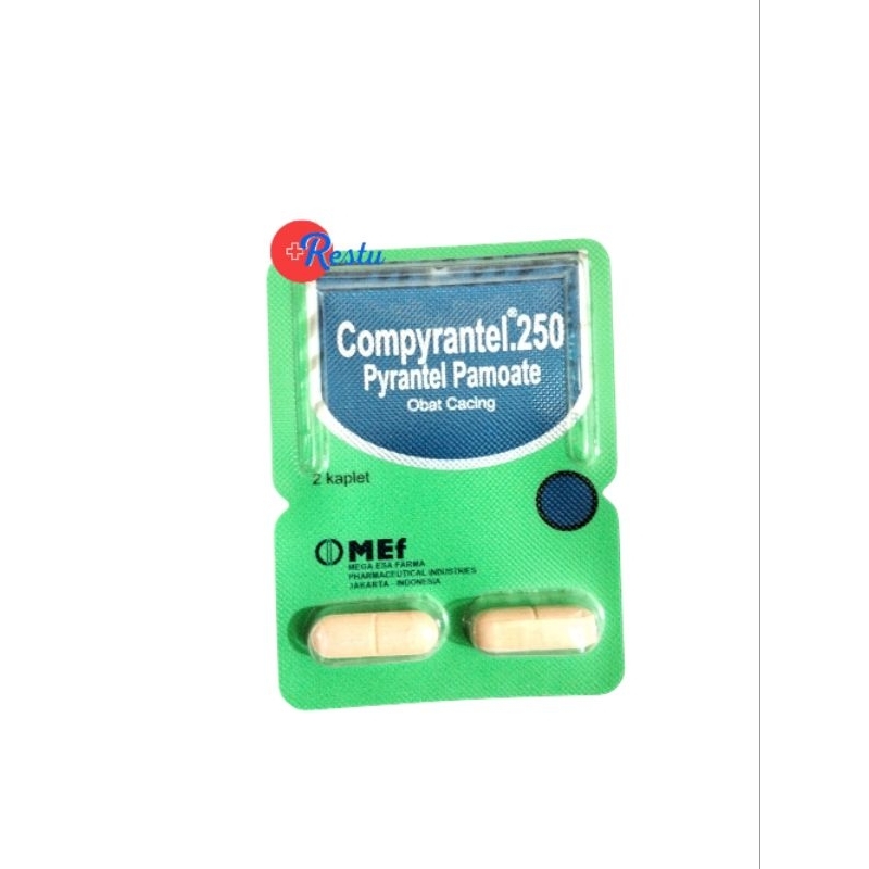 COMPYRANTEL 250 Pyrantel Pamoate Obat Cacing Strip 2 Tablet