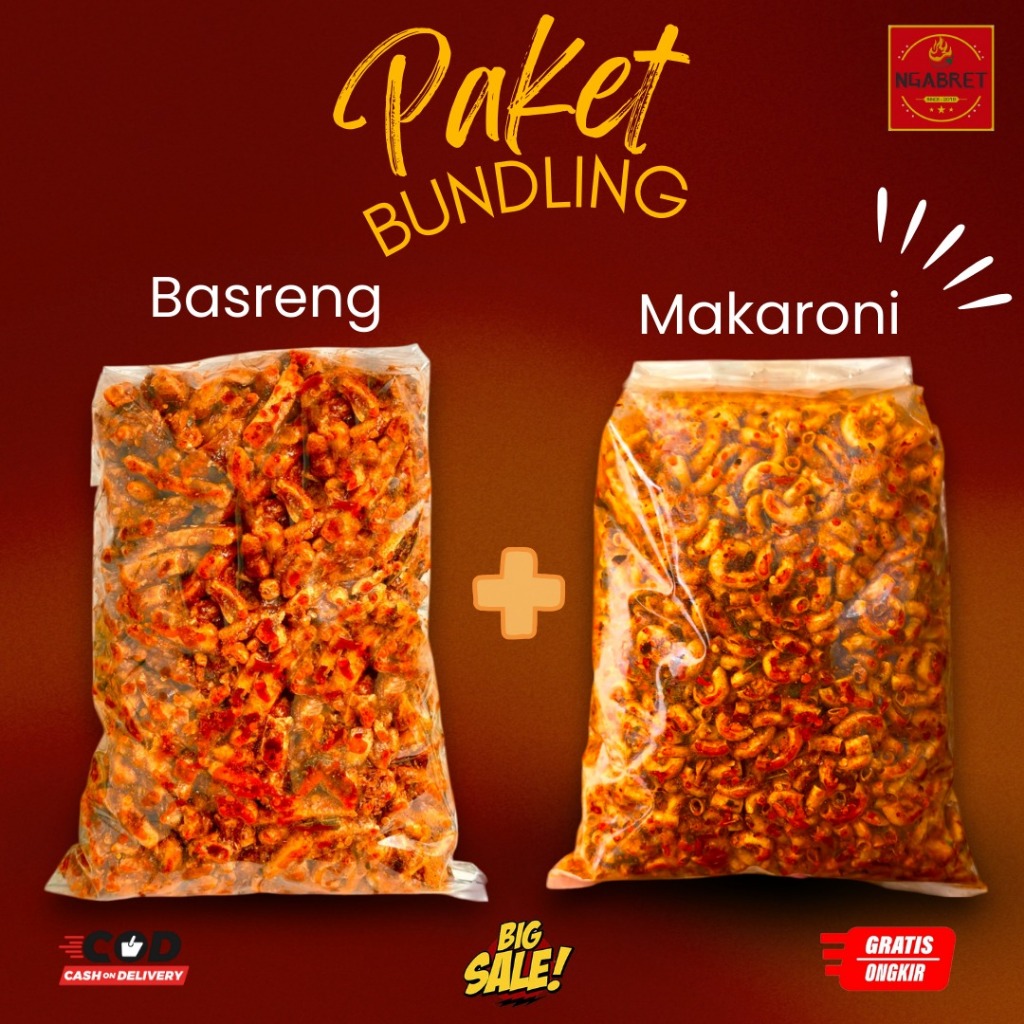 

PAKET BUNDLING BASRENG PEDAS DAUN JERUK 500GR + MAKARONI CIKRUH 500GR